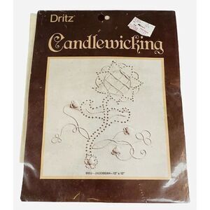 NOS Vintage 1980s Dritz Candlewicking Kit 9003 Jacobean Craft Cottagecore Flower